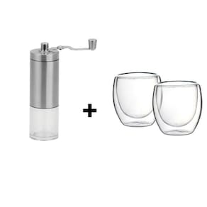Kit Moedor Café + 2 copos Vidro Térmicos
