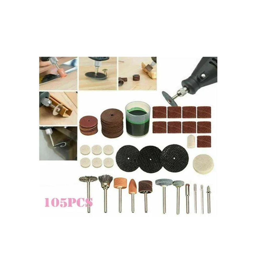 Kit 105 Acessórios Dremel Micro Retifica Lixas Disco Escovas