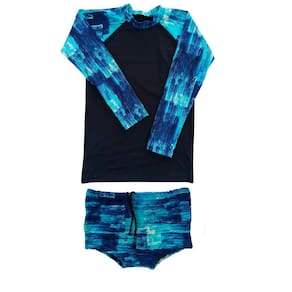 Conjunto de praia menino  proteção UV azul marinho manga raglan