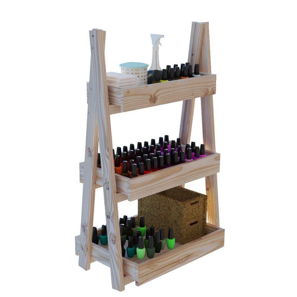 Organizador Multiuso De Madeira Pinus Cinco Prateleira