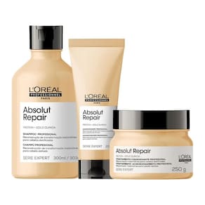 Kit Loreal Absolut Repair Gold Quinoa Shampoo+Cond+Mascara