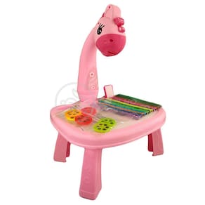 Projetor para Desenho Infantil Mesa Pintura De Projeção Magica Brinquedos Aprendizagem Girafa Rosa