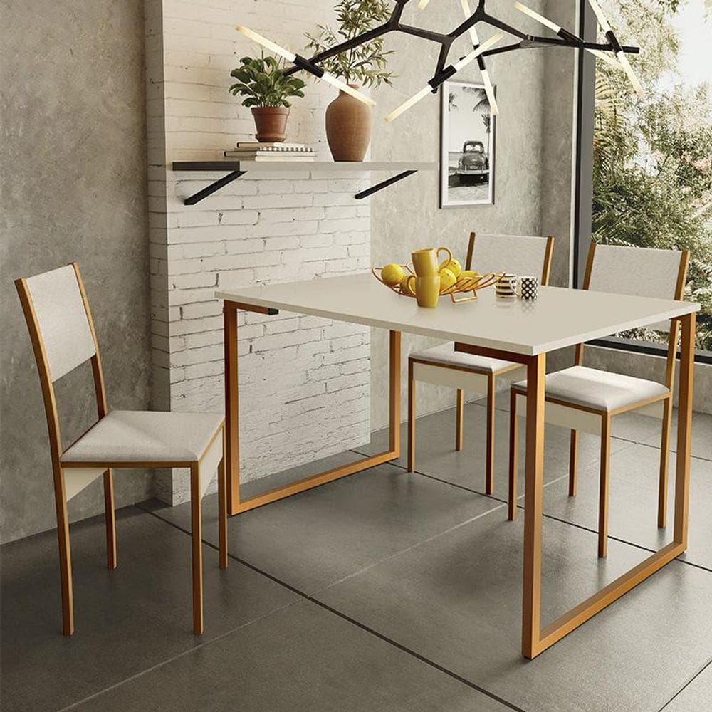 Mesa de Jantar Steel Estilo Industrial Pés de Aço 120x80cm