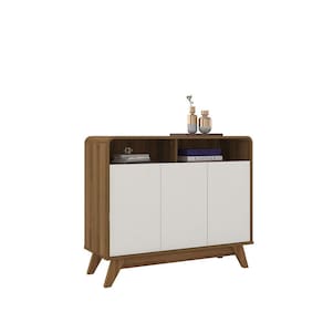 Buffet Aparador com 03 Portas Eccos Nature/Off White - Fabrimóveis
