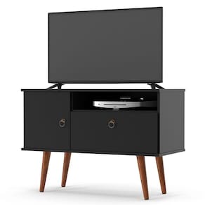 Rack TV até 32" Retrô 2 Portas Yan Preto Acetinado Patrimar
