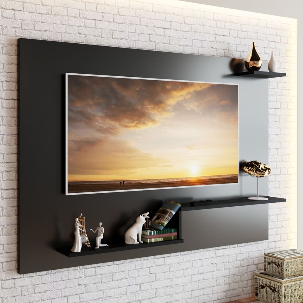 Painel Para Tv Até 43 Polegadas Denver 3 Prateleiras Preto - Jcarvalho