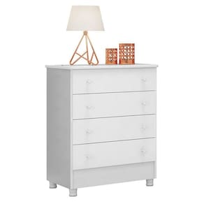 Cômoda Infantil 4 Gavetas Doce Sonho Branco com Pés - Qmovi