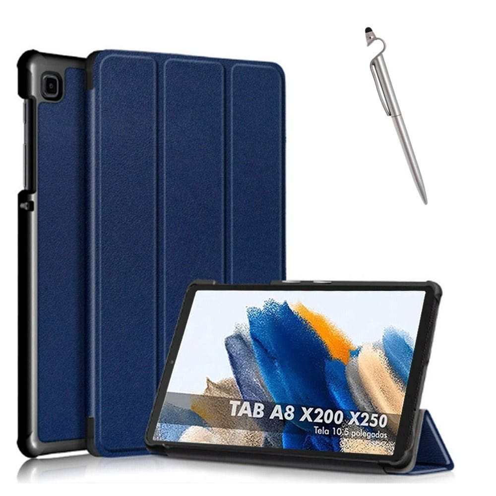 Capa Case Azul Para Galaxy Tab A8 X200 X205 + Caneta
