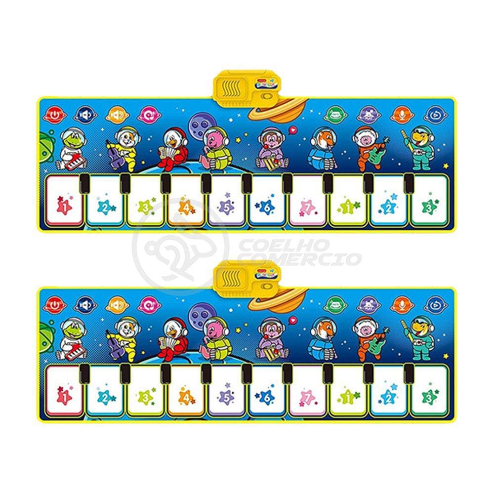 KIT 2 UN-Tapete Musical Piano Music Mat p/ Crianças Bebês Touch 10 Notas Musicais Infantil 110x36cm