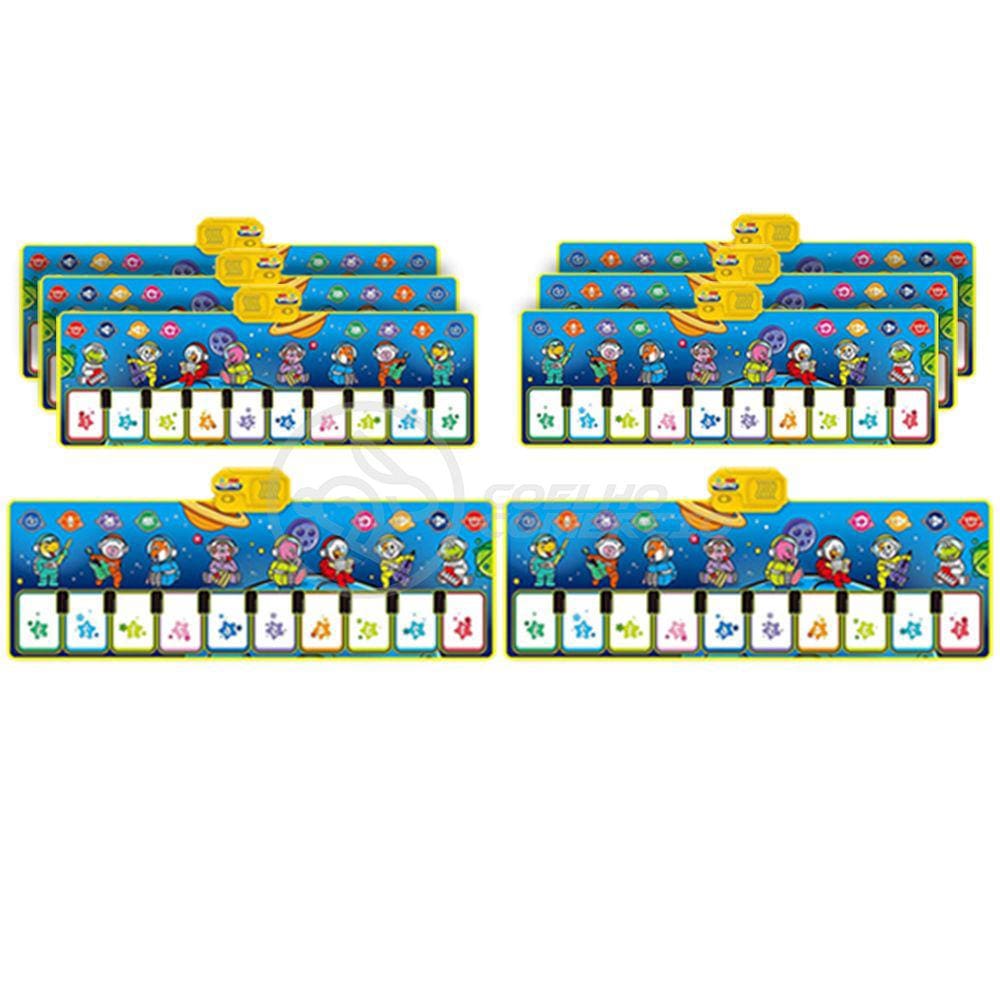 KIT 8 UN-Tapete Musical Piano Music Mat p/ Crianças Bebês Touch 10 Notas Musicais Infantil 110x36cm