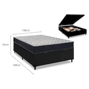 Cama Box Baú Casal Preto + Colchão De Espuma D45 - Ortobom - Airtech 150 60x138x188cm