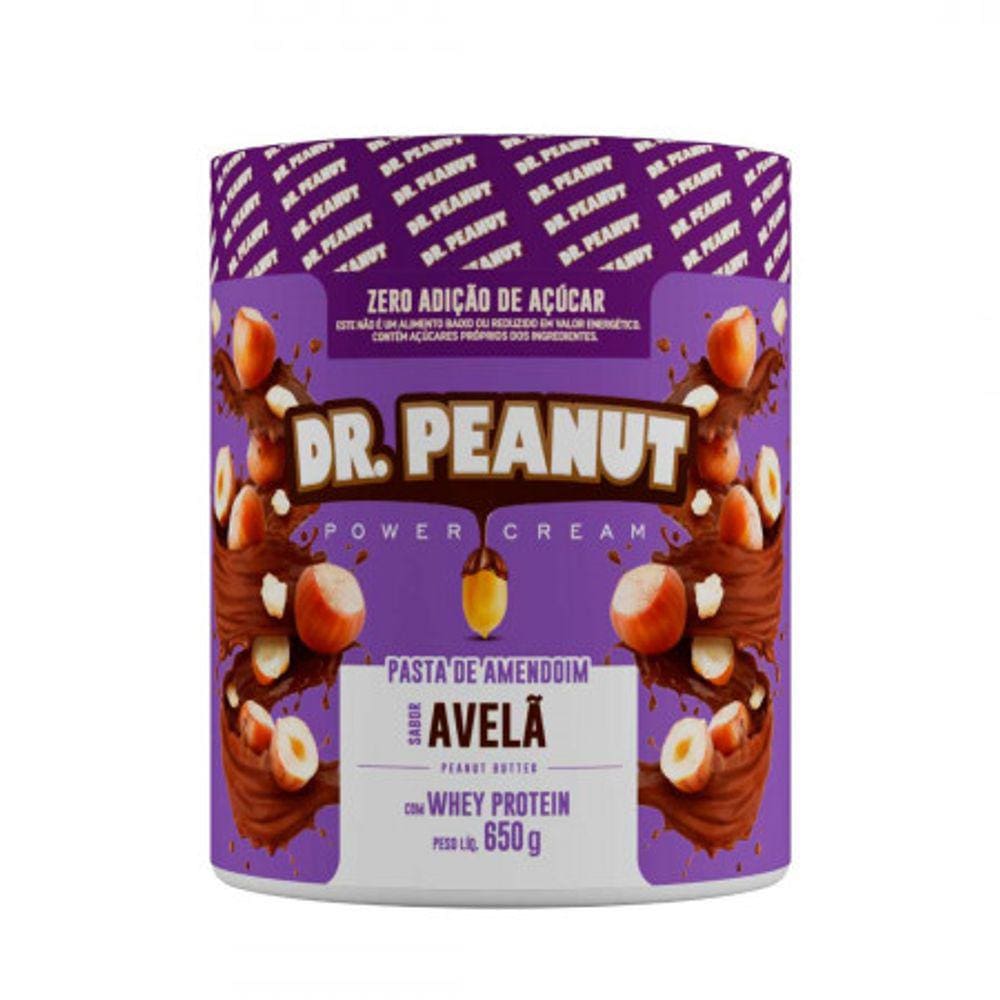 Pasta de Amendoim Dr Peanut 650g Avelã com Whey Protein e Zero Adição de Açúcar