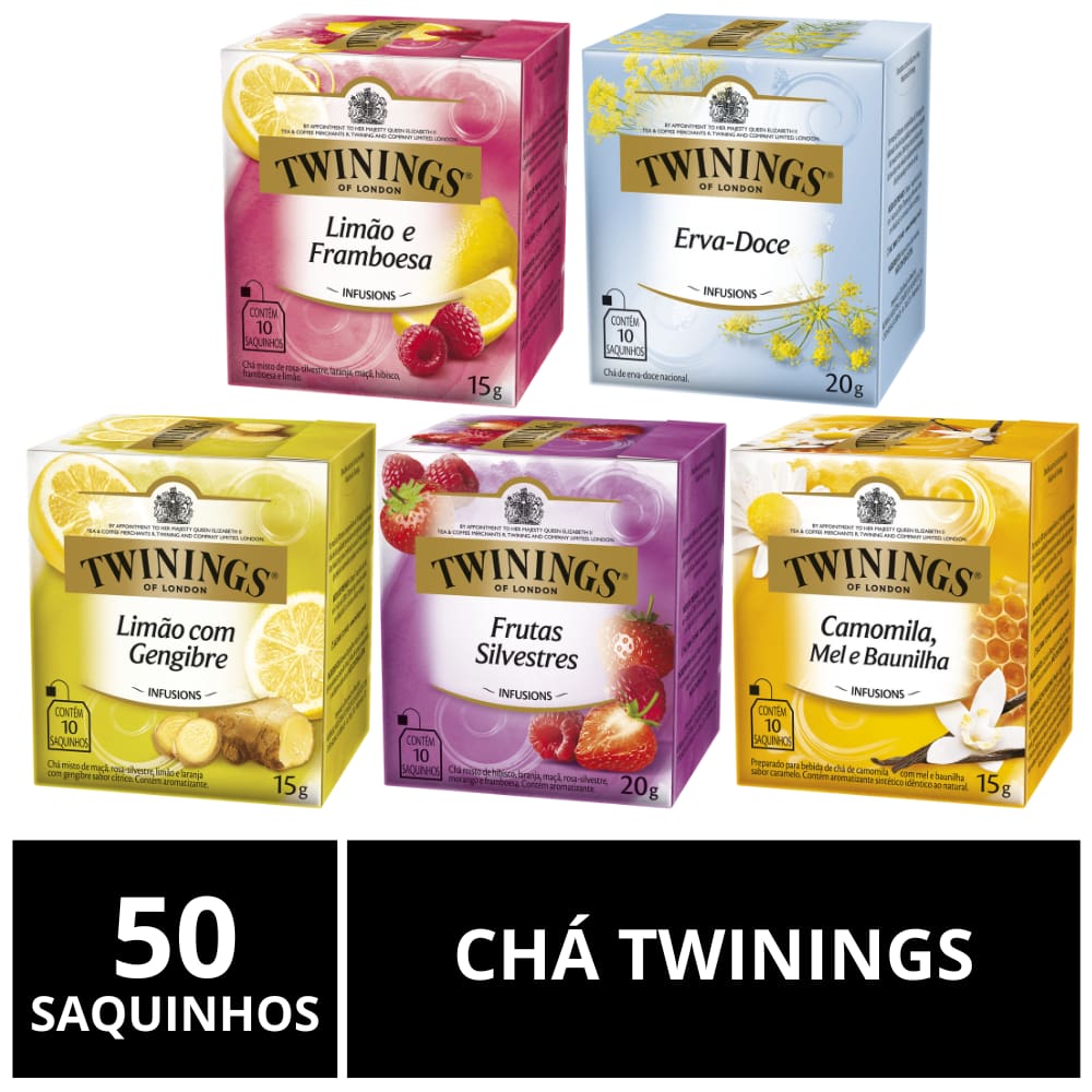Chá Twinings Importado, 5 caixas com 10 sachês