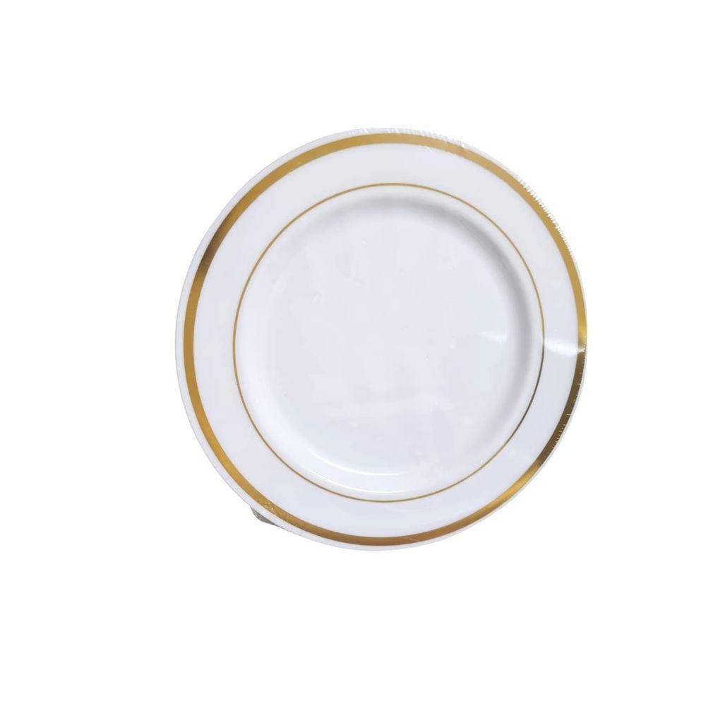Kit Pratos De Acrílico Luxo Dourado Sobremesa 18Cm-50Un
