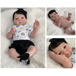 Bebê Reborn  Boneca Toma Banho Olhos E Cabelos Castanhos