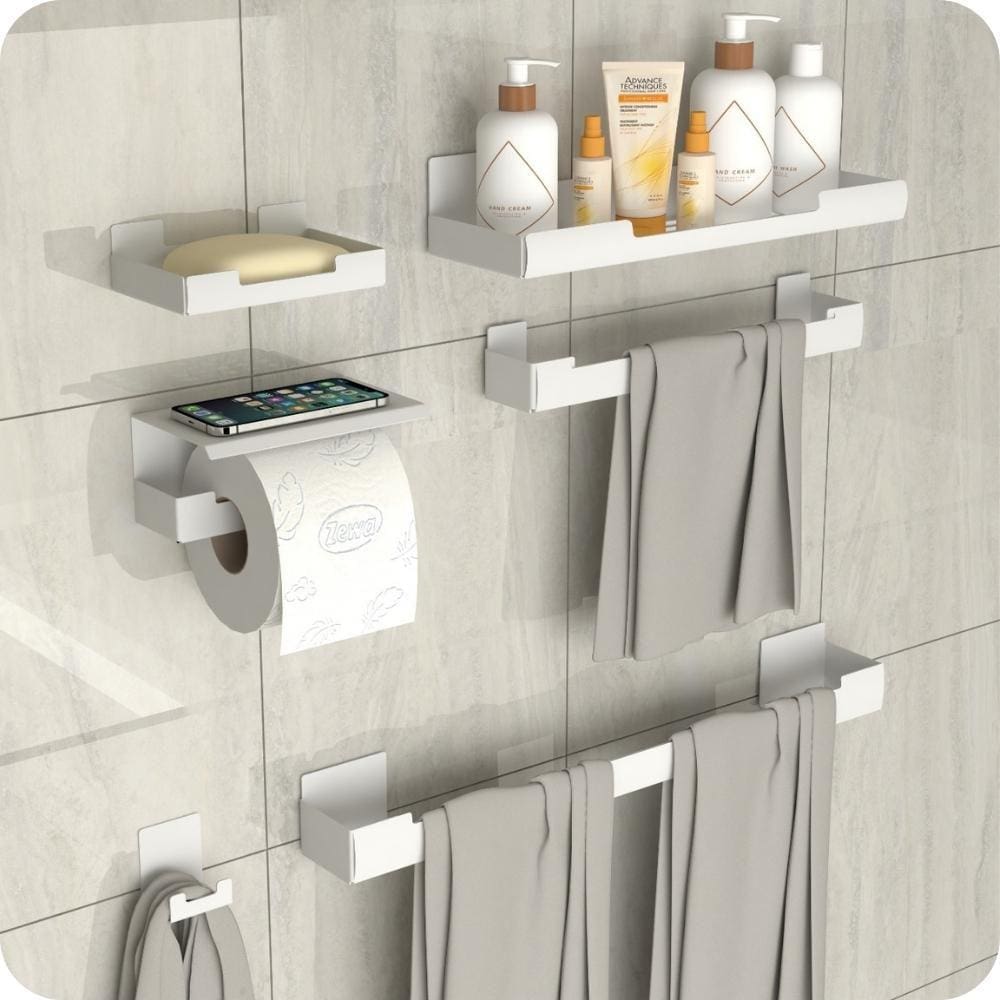Kit Acessórios Para Banheiro Branco Ventosa Adesivo 6pç ELG