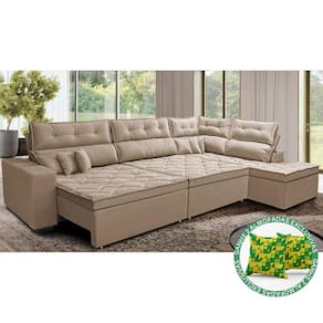 Sofá de Canto Retrátil e Reclinável Direito 3,00x2,36m Molas Cama inBox Espanha. Velusoft