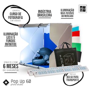 Mini estúdio Fotográfico Pop Up 60 Mutu - Ultra Potente - Nacional - Para Fotos Profissionais - 60 x 60 x 60cm