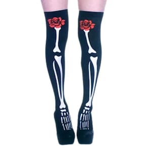 Meia Calça 7/8 Halloween Esqueleto Com Rosa Meia Estampa Caveira Ossos Cosplay Viuva Negra