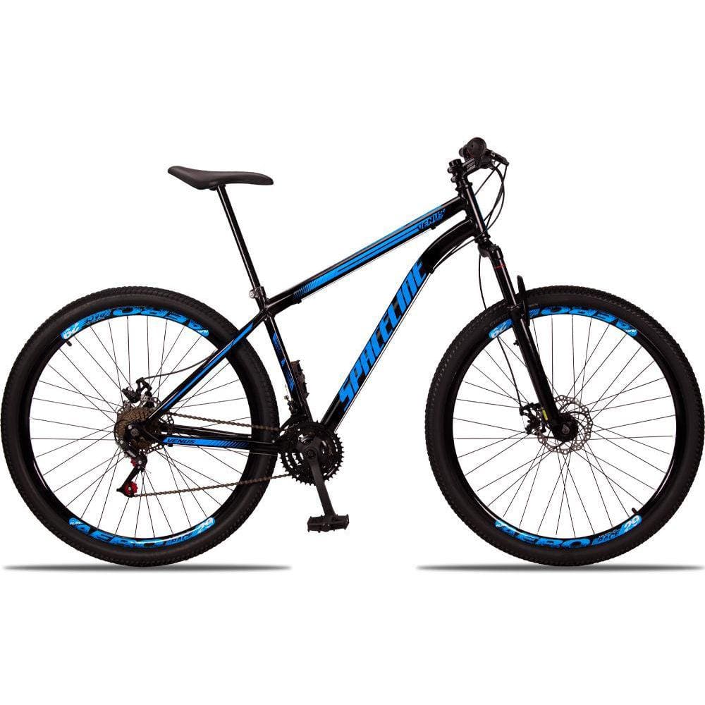 Bicicleta 29 Spaceline Vênus Aço 21 Marchas Freio a Disco com Suspensão
