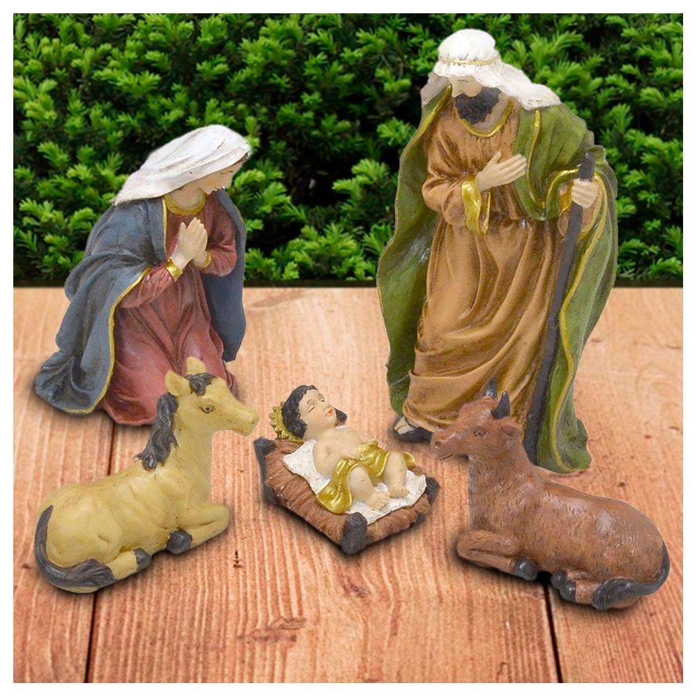 Presépio Em Resina Nascimento De Cristo 5 Peças