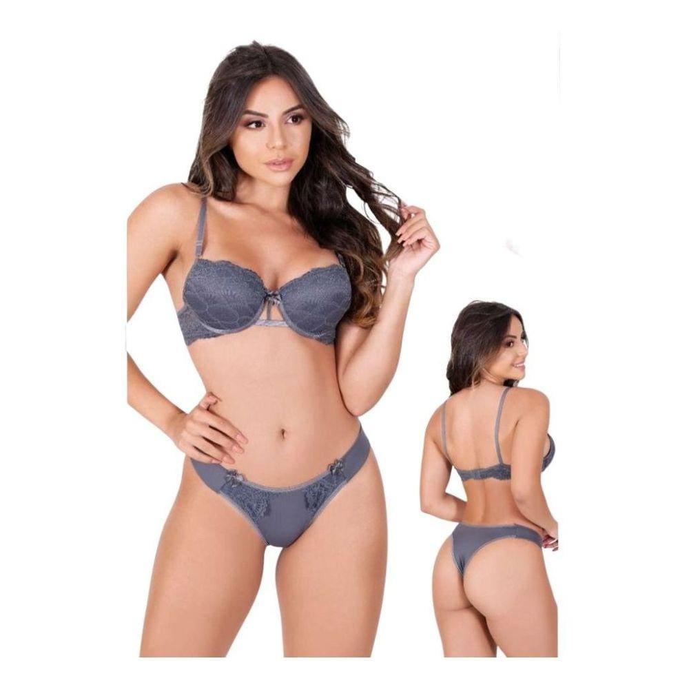 Conjunto Lingerie Lara De Renda e Microfibra