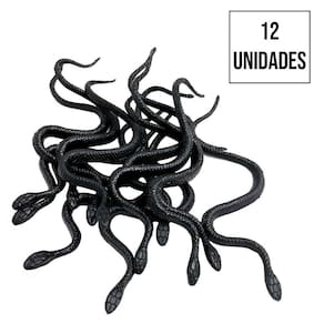 Cobra de Brinquedo Borracha Preta - 12 Unidades