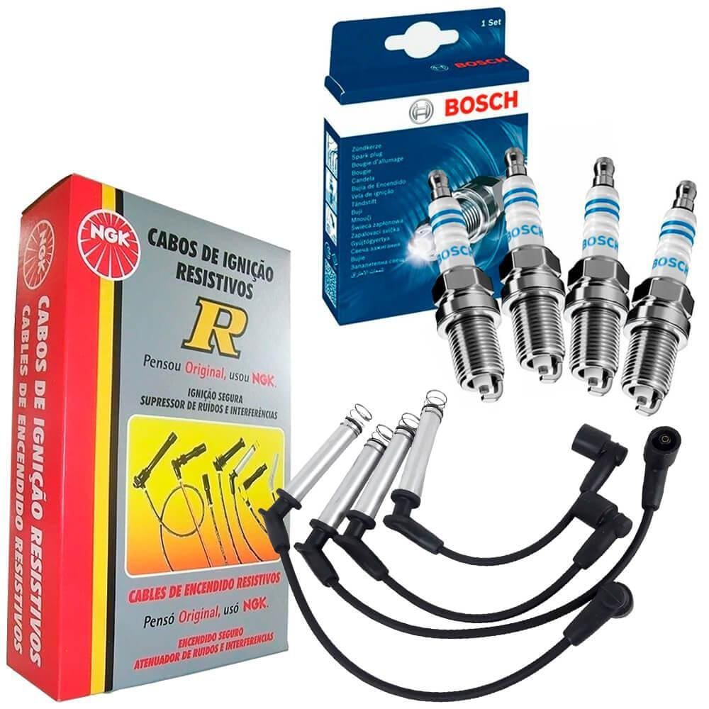 Kit Cabo NGK + Vela Bosch Volkswagen Fox 1.0 1.6 8v 2005 a 2018