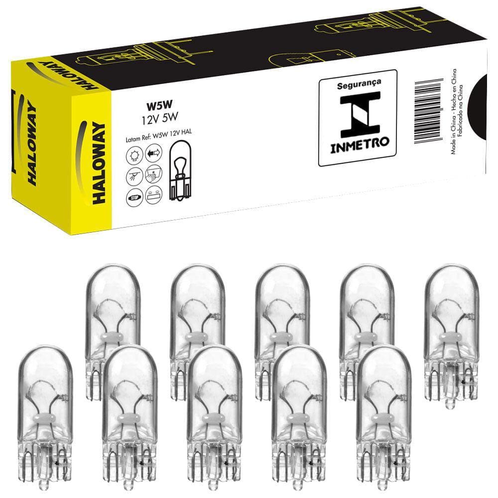 10 Lâmpadas Pingão Haloway 12v W21x95d 5w