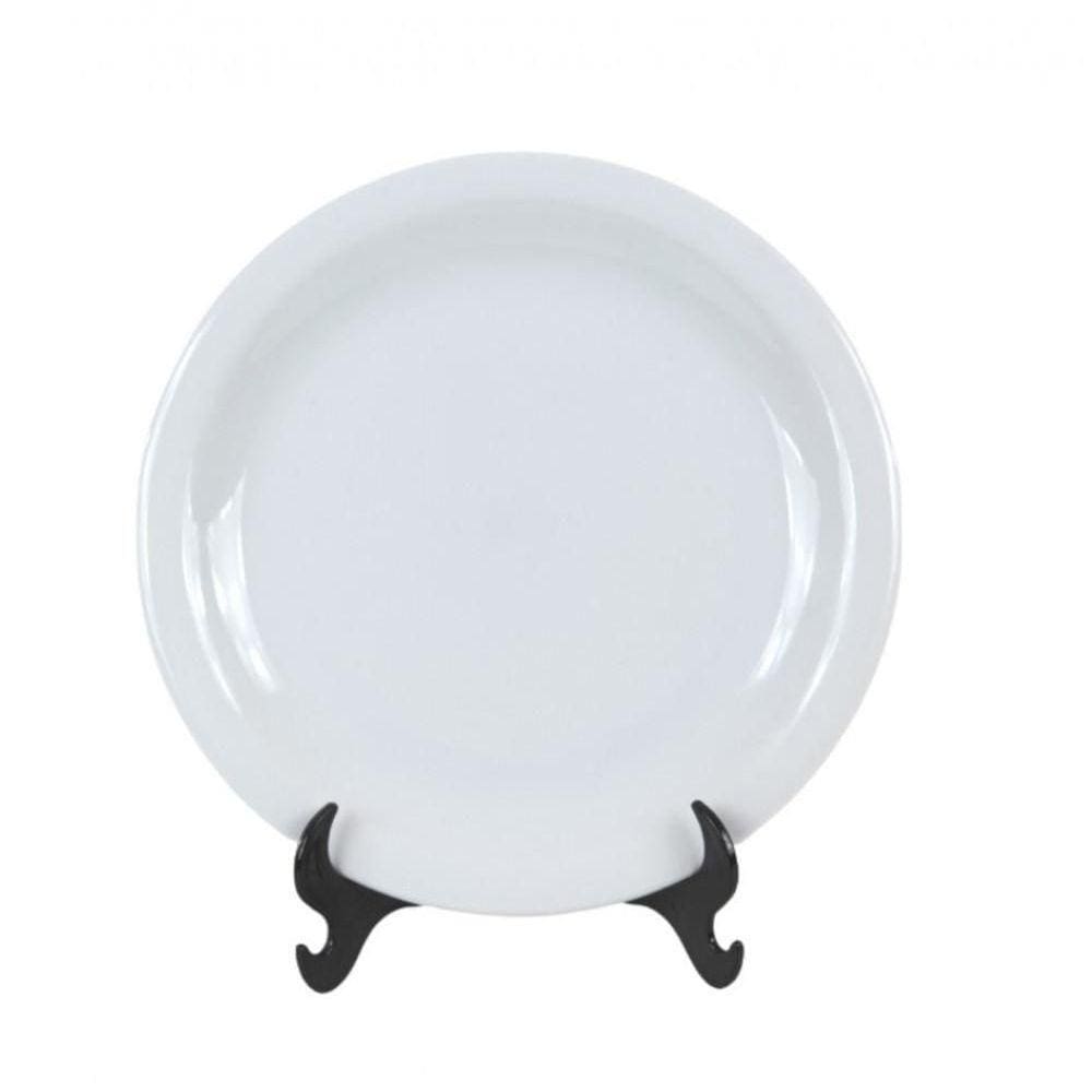 Prato Raso De Mesa Jantar Branco Cerâmica - Porcelart