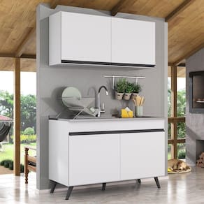 Armário De Compacta 2 Peças Multimóveis Branco/preto