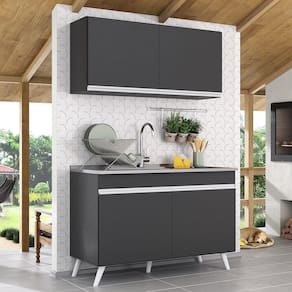 Armário De Compacta 2 Peças Multimóveis Preto/branco