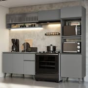 Armário De Cozinha Completa 260cm Cinza Nice Madesa 09 Cinza