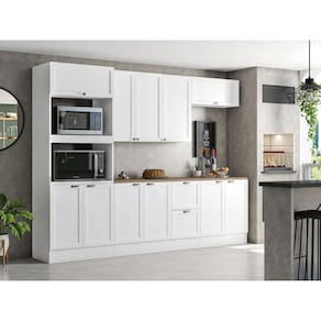 Cozinha Completo 11 Portas 2 Gavetas 2 Nichos para Forno Unna Poliman Móveis Branco