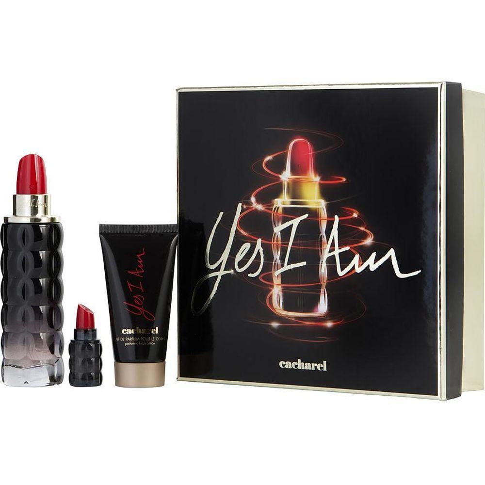 Cx De Presente Feminino Yes I Am Cacharel Eau De Parfum Spray 75 Ml + Loção Corporal 50 Ml + Eau De Parfum 05 Ml