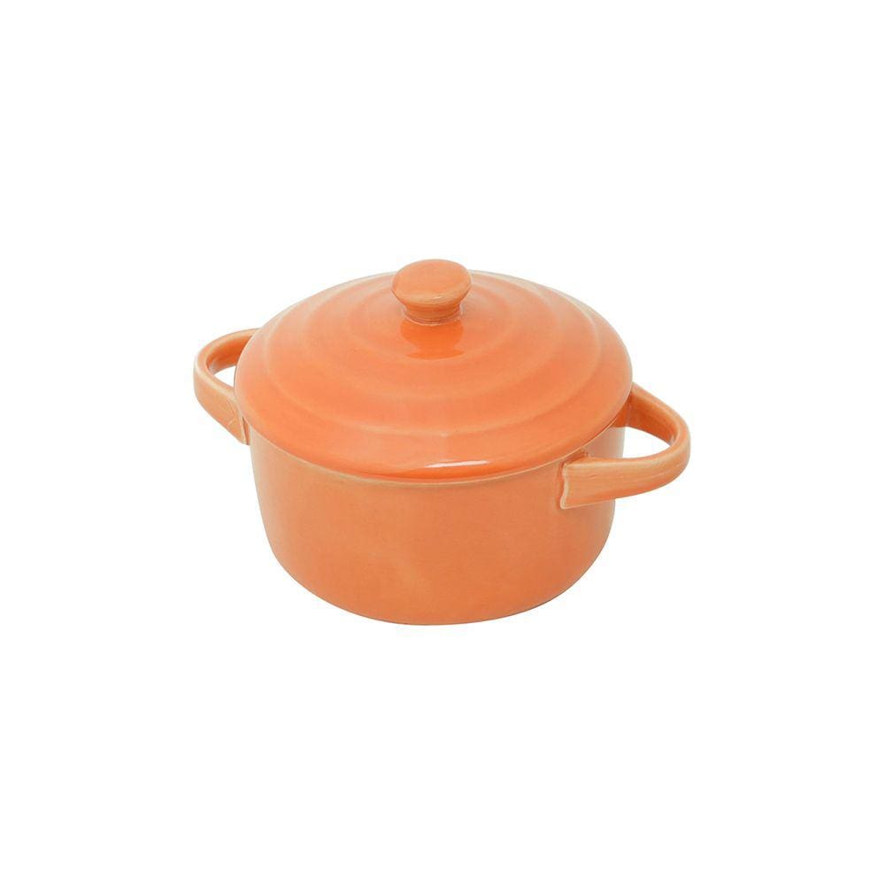 Mini Caçarola de Porcelana Com Tampa Farm Laranja 14cm Lyor
