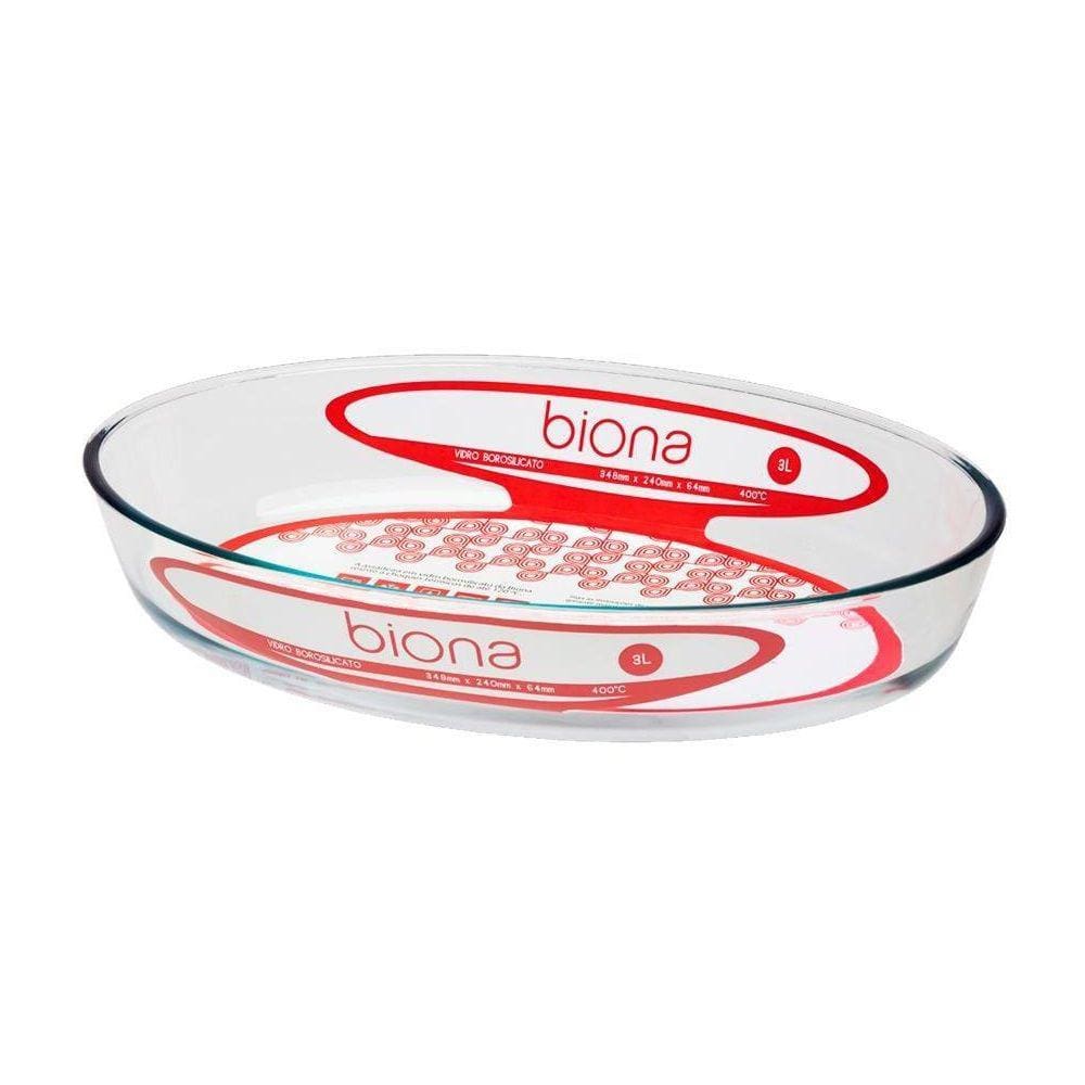 Assadeira de Vidro Oval 35x24cm 3 Litros Biona
