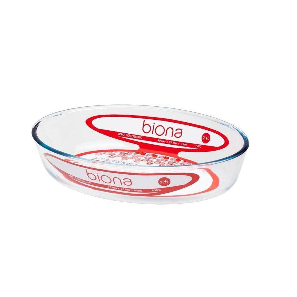 Assadeira de Vidro Oval 30x21cm 2,4 Litros Biona