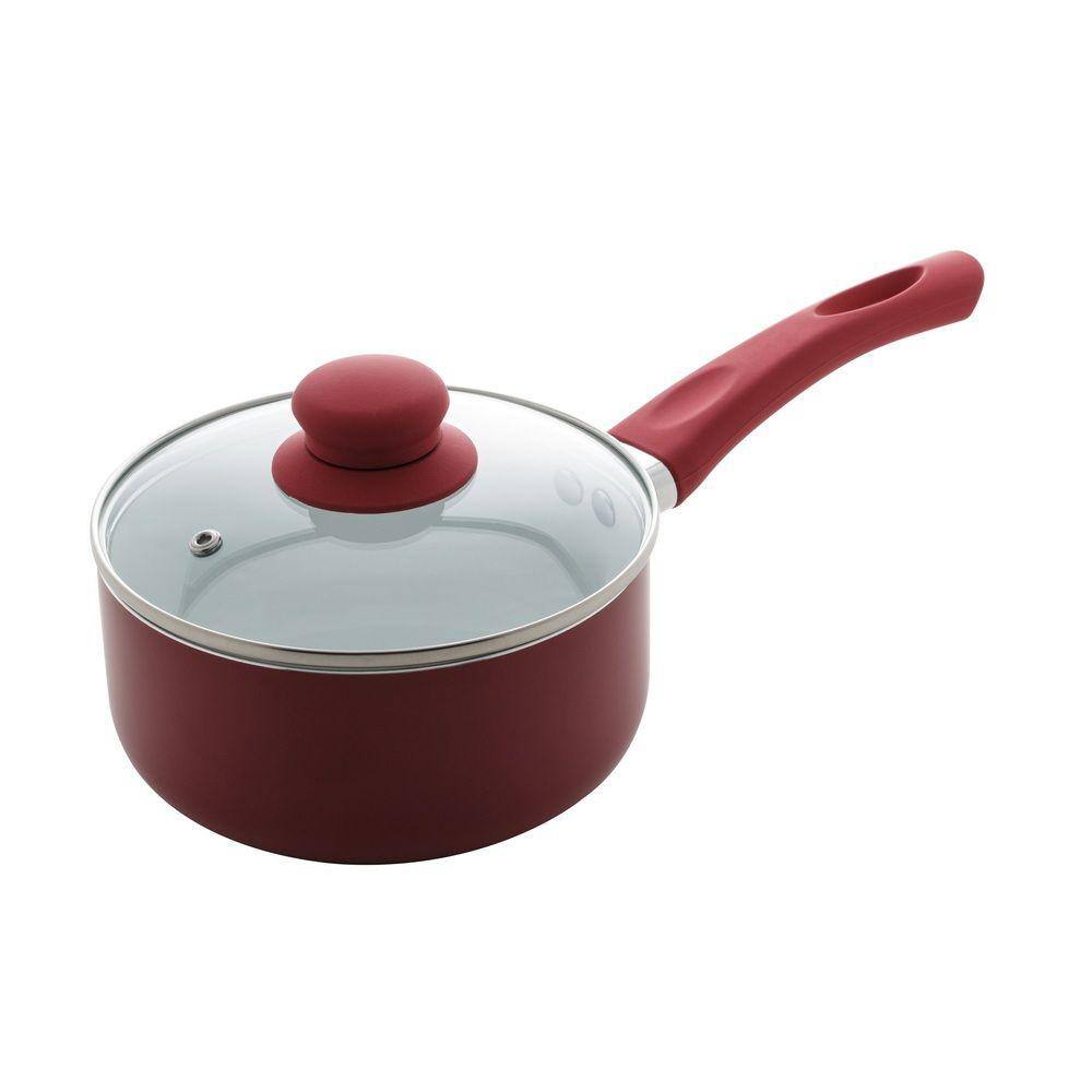 Panela Vermelha 16cm Revestimento Cerâmico Com Tampa Lyor