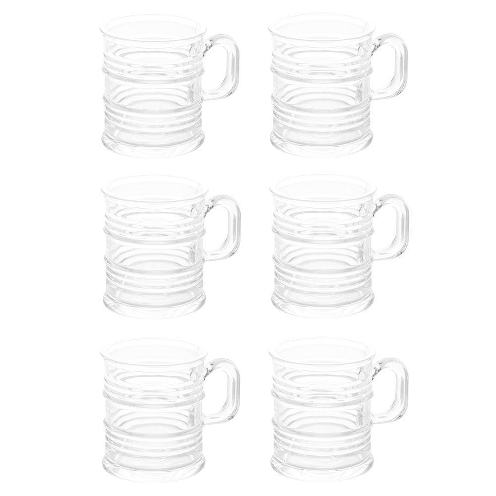 Cj 6 Canecas de Vidro Para Café Vintage Transparente 245ml Lyor