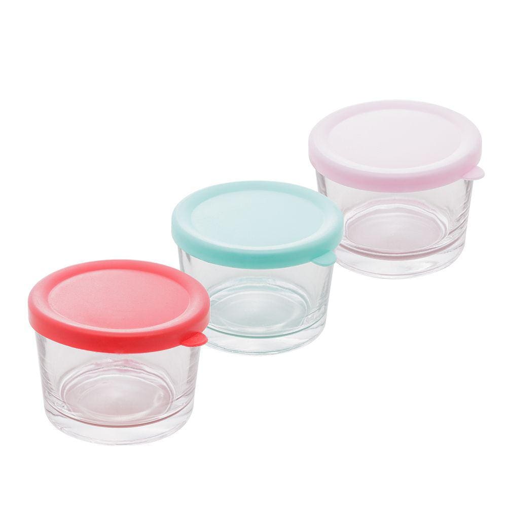 Conjunto 3 Potes de Vidro Com Tampas Coloridas 8cm Lyor