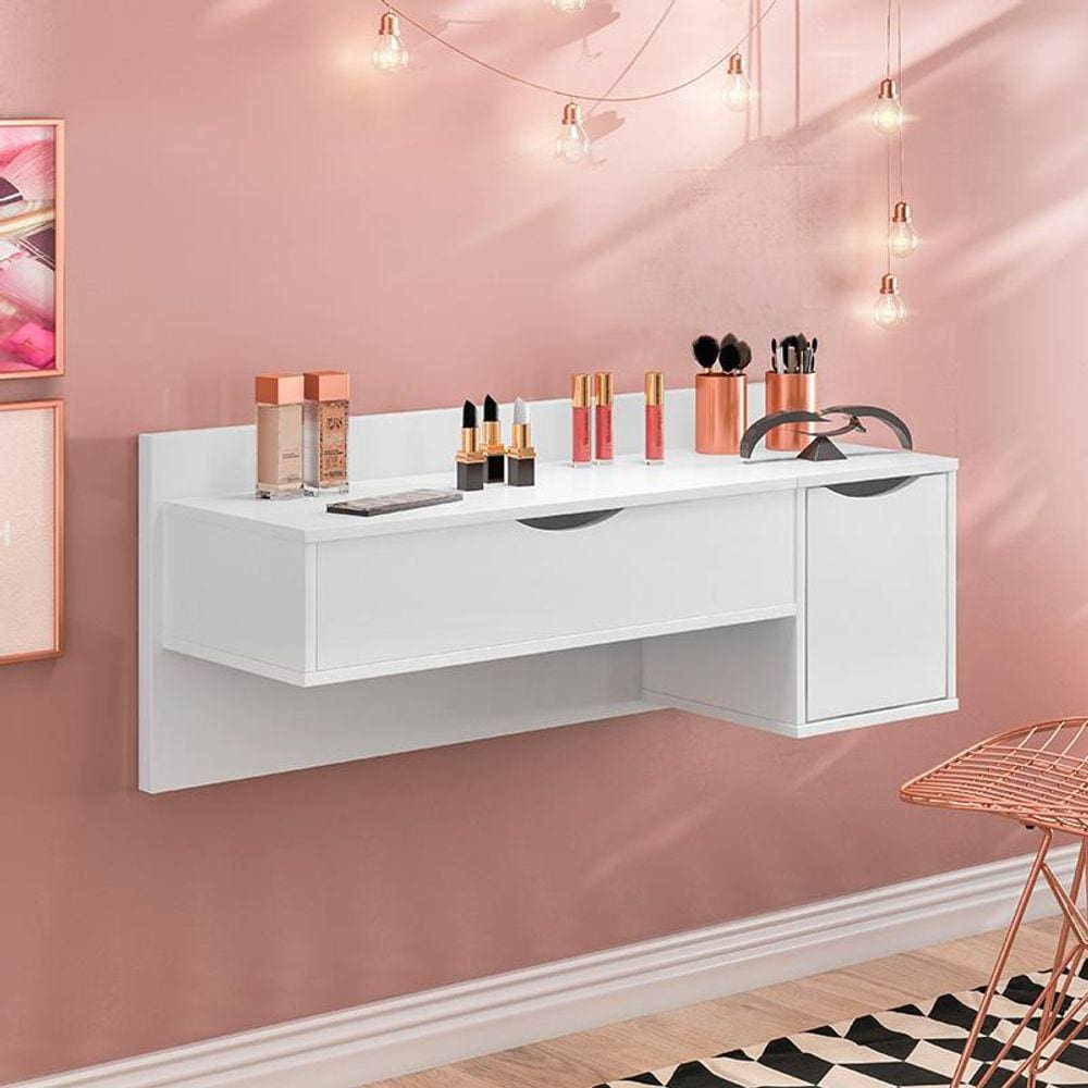 Penteadeira Camarim Blush Suspensa com 02 Portas e Espelho