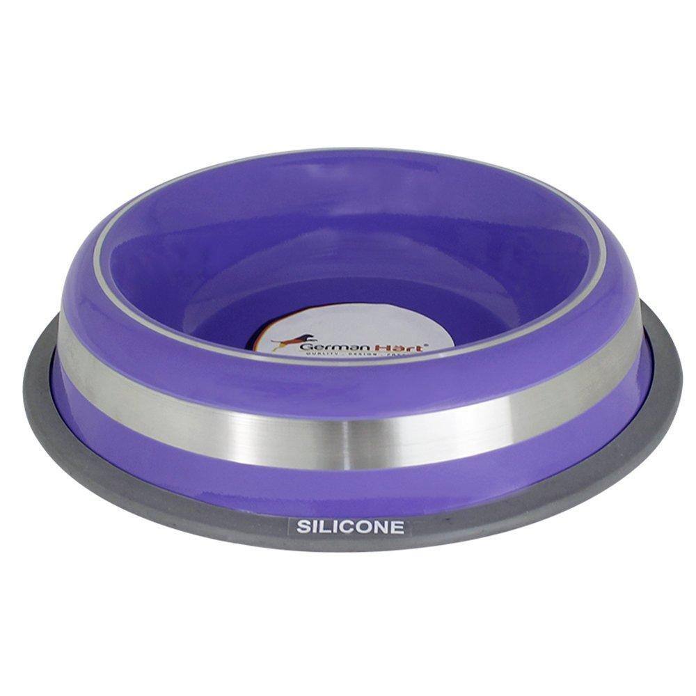 Comedouro Inox GermanHart com Anel de Silicone Prestige Roxo - 950 mL