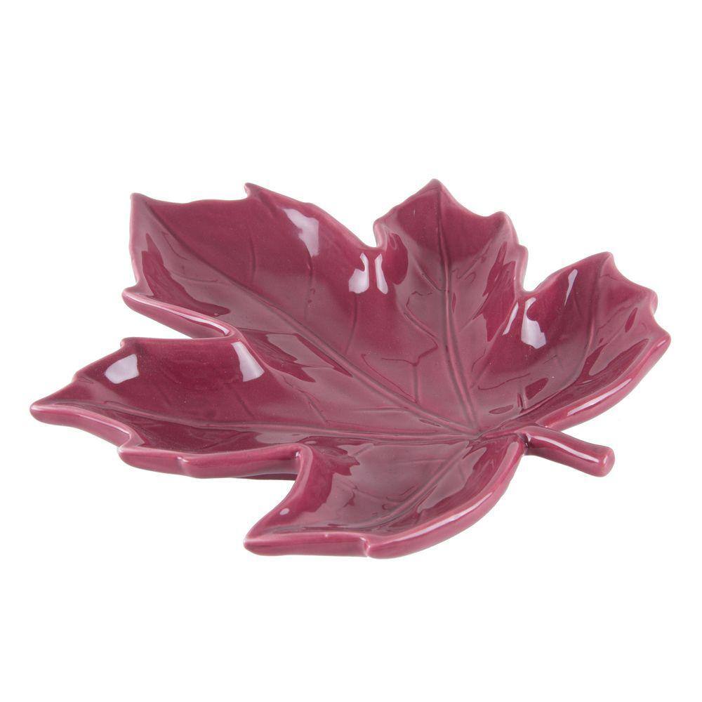 Folha Decorativa de Cerâmica Maple Vermelha 23x22cm Royal Decor
