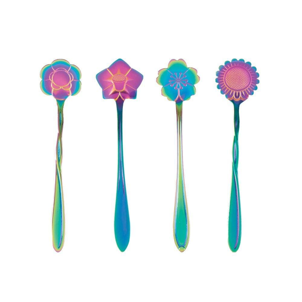 Cj 4 Colheres Aço Inox Para Chá Flores Rainbow Bon Gourmet
