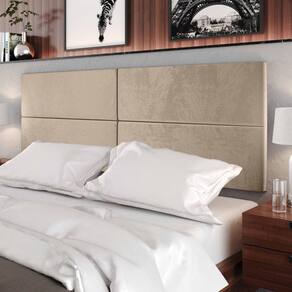 Cabeceira Estofada Suede Para Cama Casal Box 1,40 Capri - Bege - Lojas RPM