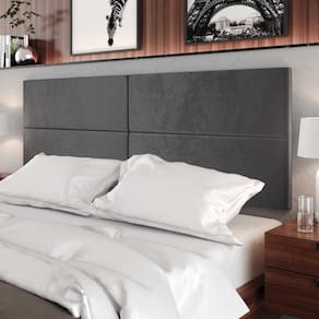Cabeceira Estofada Suede Para Cama Box Casal Queen 1,60 Capri - Cinza - Lojas RPM