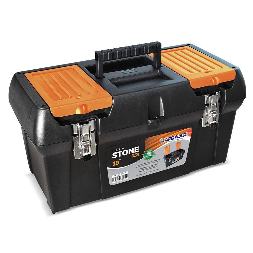 Caixa de Ferramenta Stone Pro 19&quot; Trava de Aço Organizadora Arqplast