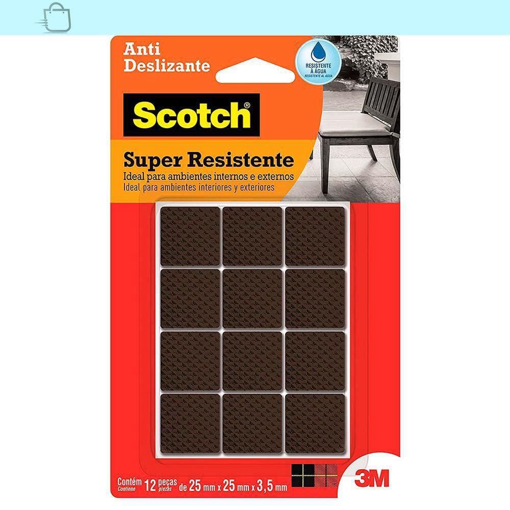 Protetor Antideslizante 3M Scotch Quadrado Preto Médio 12 unidades