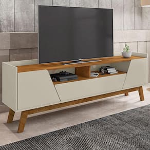 Rack Para Tv Até 70 Polegadas Florença 2 Portas 1 Gaveta Off White/nature - Bechara